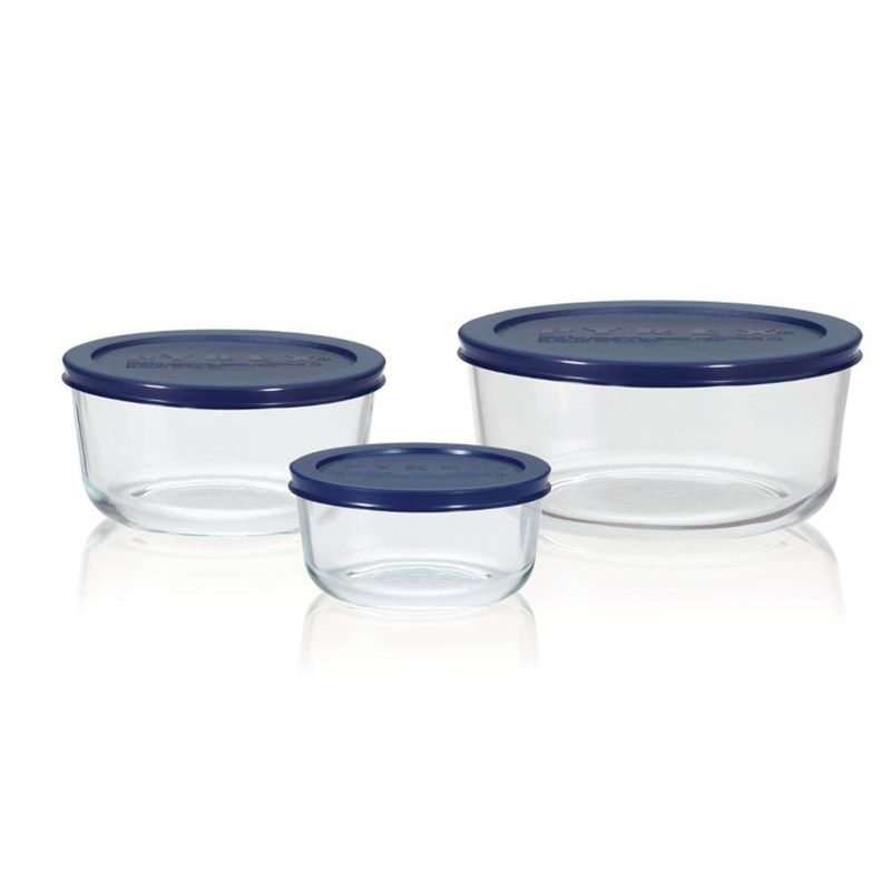 Set de 6 Herméticos Redondos de Vidrio Azul