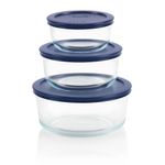 Set de 6 Herméticos Redondos de Vidrio Azul