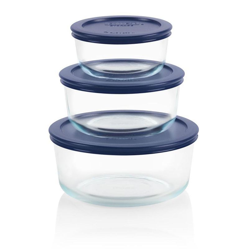 Set de 6 Herméticos Redondos de Vidrio Azul