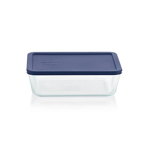 Pyrex Rectangular 3 Tazas con Tapa Azul&nbsp;