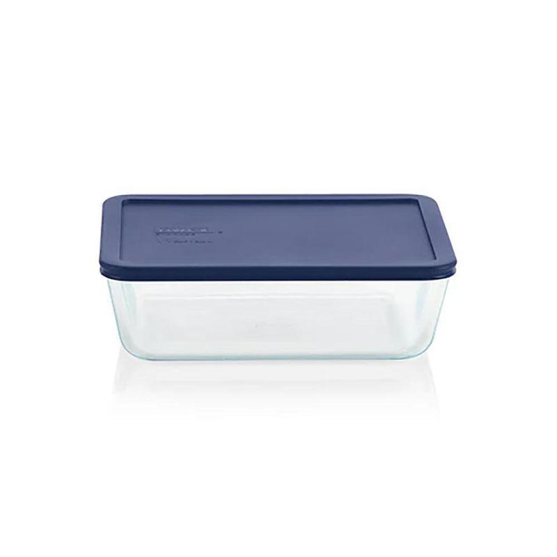 Pyrex Rectangular 3 Tazas con Tapa Azul&nbsp;