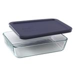 Pyrex Rectangular 3 Tazas con Tapa Azul&nbsp;