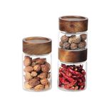 Set de 3 Frascos Altos con Tapa de Madera