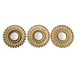 Set de 3 Espejos de Pared Redondos 23 cm Dorados