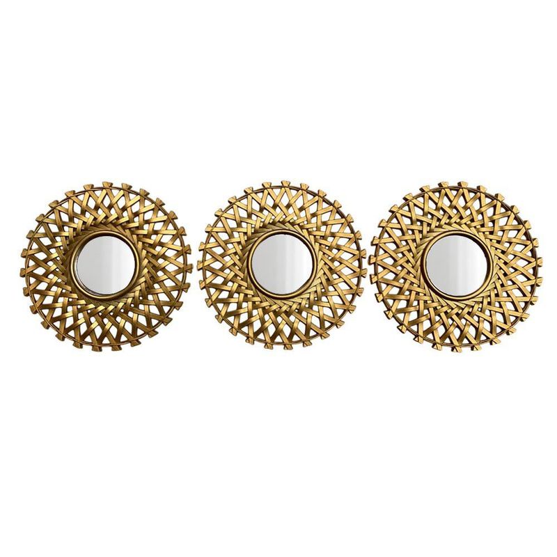 Set de 3 Espejos de Pared Redondos 23 cm Dorados