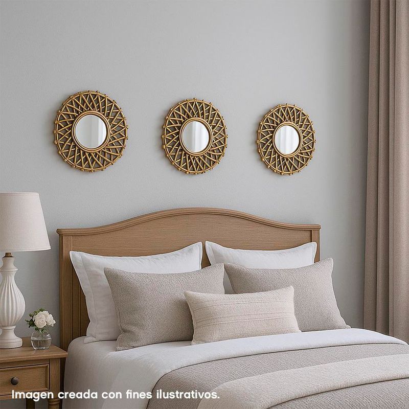 Set de 3 Espejos de Pared Redondos 23 cm Dorados