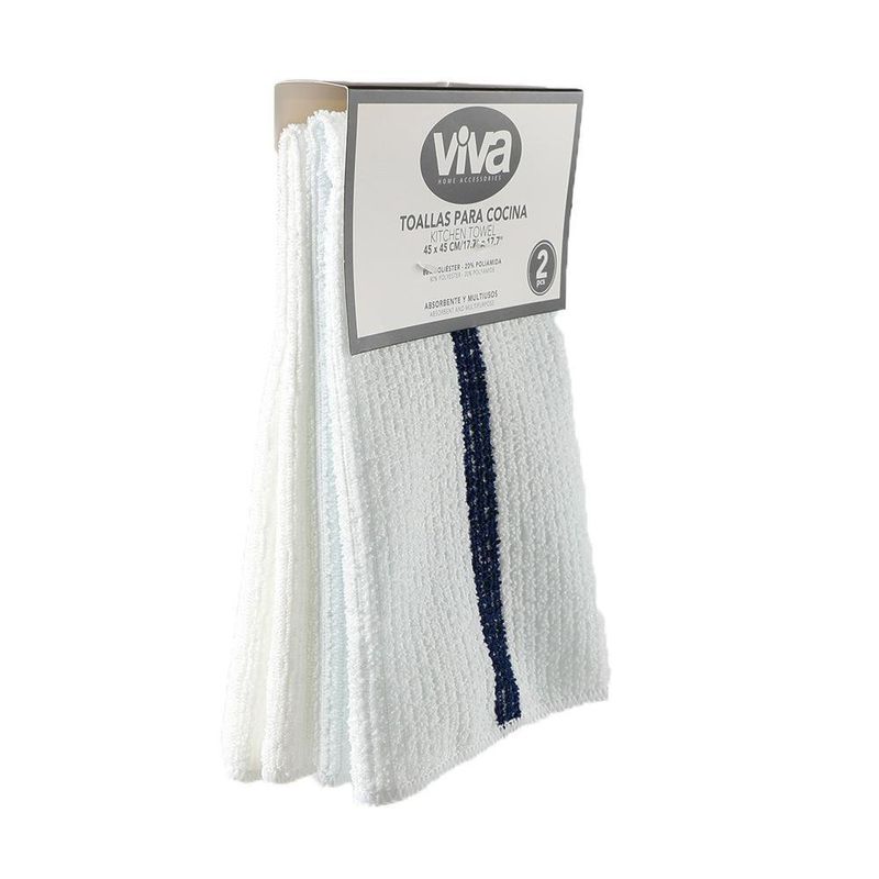 Set de 2 Toallas de Cocina Absorbentes Blanca