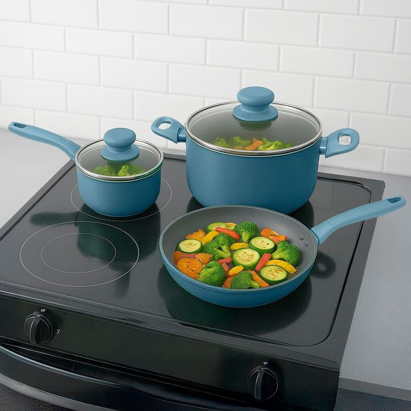 Batería de 5 Piezas para Cocina Antiadherente Azul