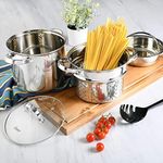 Olla Para Pasta de Acero Inoxidable 5 Qt con Colador y Vaporera