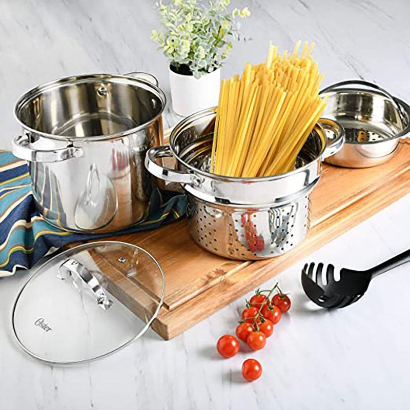 Olla Para Pasta de Acero Inoxidable 5 Qt con Colador y Vaporera