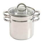 Olla Para Pasta de Acero Inoxidable 5 Qt con Colador y Vaporera