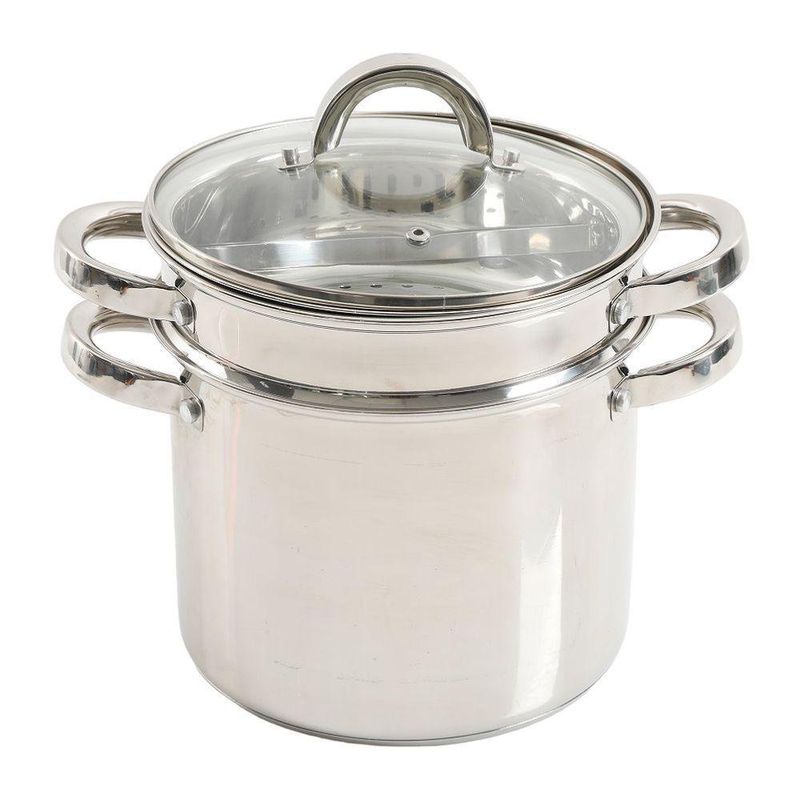 Olla Para Pasta de Acero Inoxidable 5 Qt con Colador y Vaporera