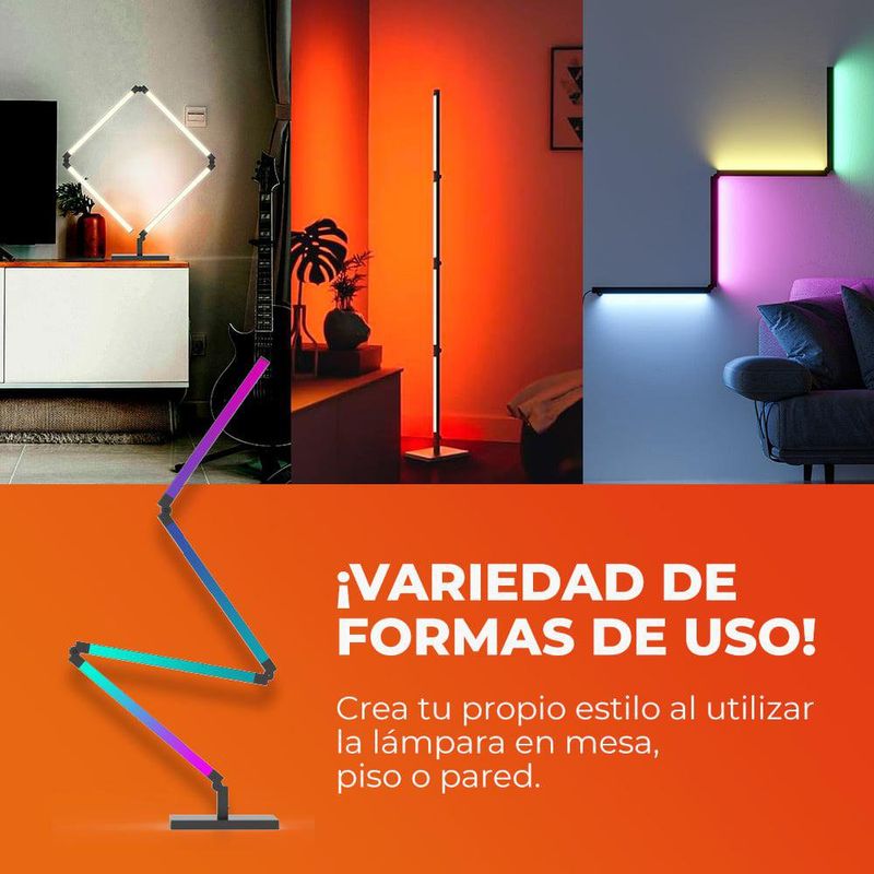 Lámpara de Pie/Pared Plegable Inteligente WiFi 22 W Luz RGB + Blanca