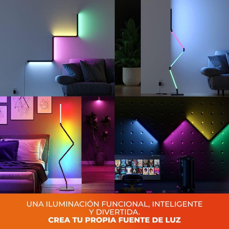 Lámpara de Pie/Pared Plegable Inteligente WiFi 22 W Luz RGB + Blanca