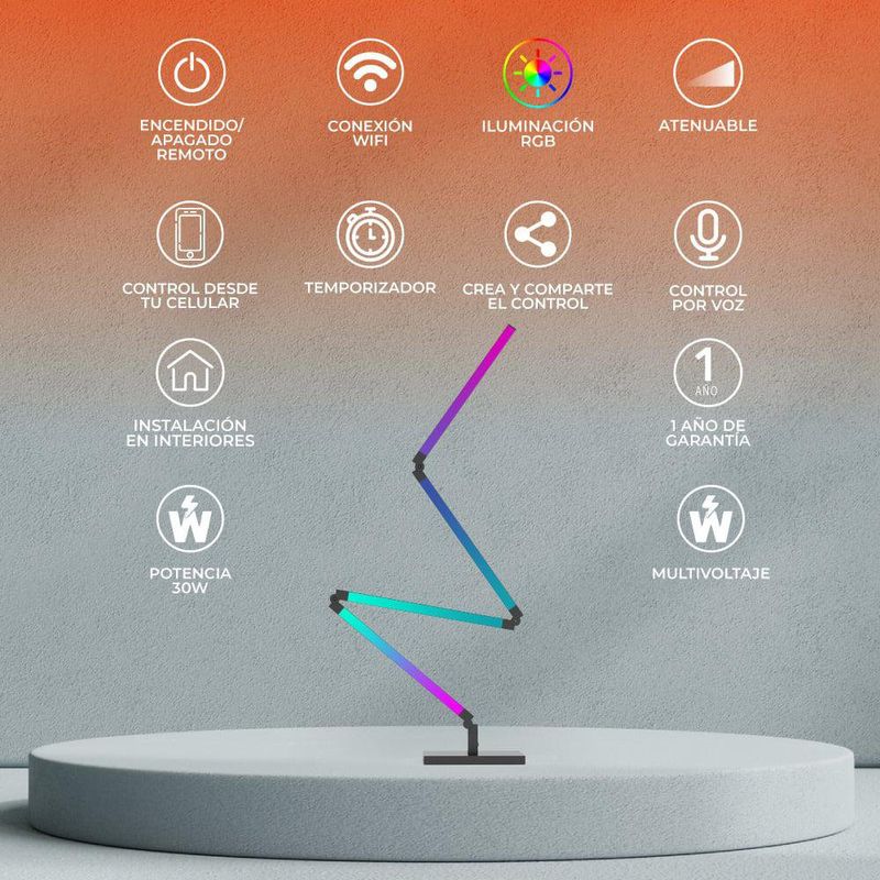 Lámpara de Pie/Pared Plegable Inteligente WiFi 22 W Luz RGB + Blanca