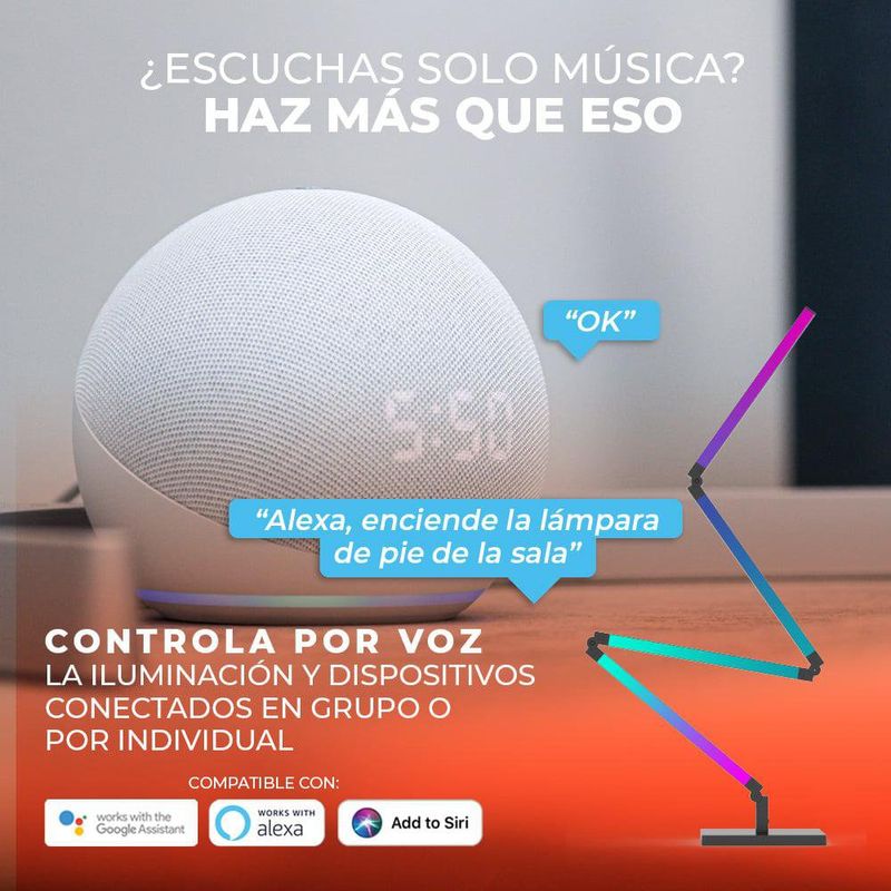 Lámpara de Pie/Pared Plegable Inteligente WiFi 22 W Luz RGB + Blanca
