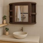 Gabinete Plástico para Baño con Espejo Café