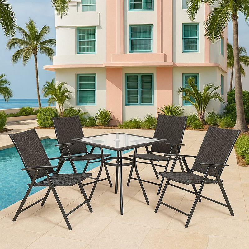 Set de Comedor para Exterior de 5 Pzs Ratán Negro