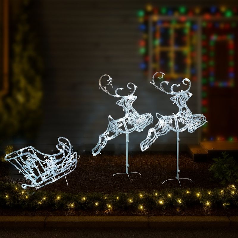 Set de 2 Renos y Trineo con 120 Luces LED