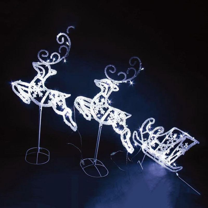 Set de 2 Renos y Trineo con 120 Luces LED