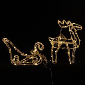 Reno con Trineo con Luz LED