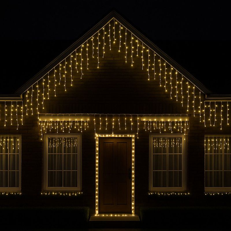 Cortina Cascada LED Blanca Cálida de 400 Luces