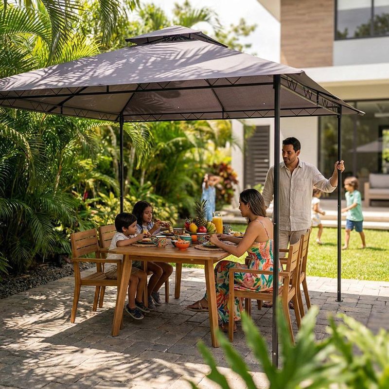 Toldo para Exterior con Estructura de Acero Color Taupe de 2.95 x 2.95 Cm