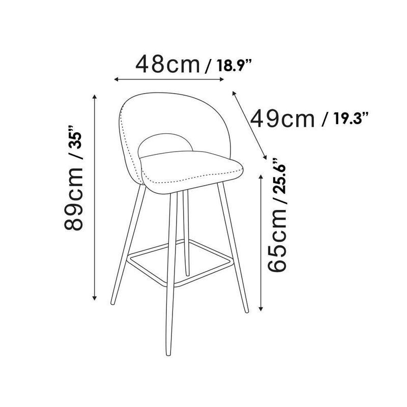 Silla de Bar Pireo Gris de 49x50x90 Cm