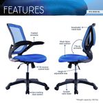Silla Giratoria Mesh Azul con Brazos Ajustables
