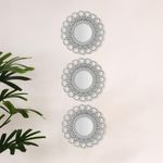 Juego de 3 Espejos de Pared Redondos 25 cm con Marco Plateado
