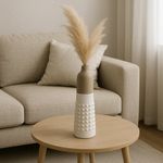 Florero Blanco con Beige de 16.5x16.5x55 Cm