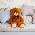 Oso-de-Peluche-Cafe-60-cm-Suave-con-Moño