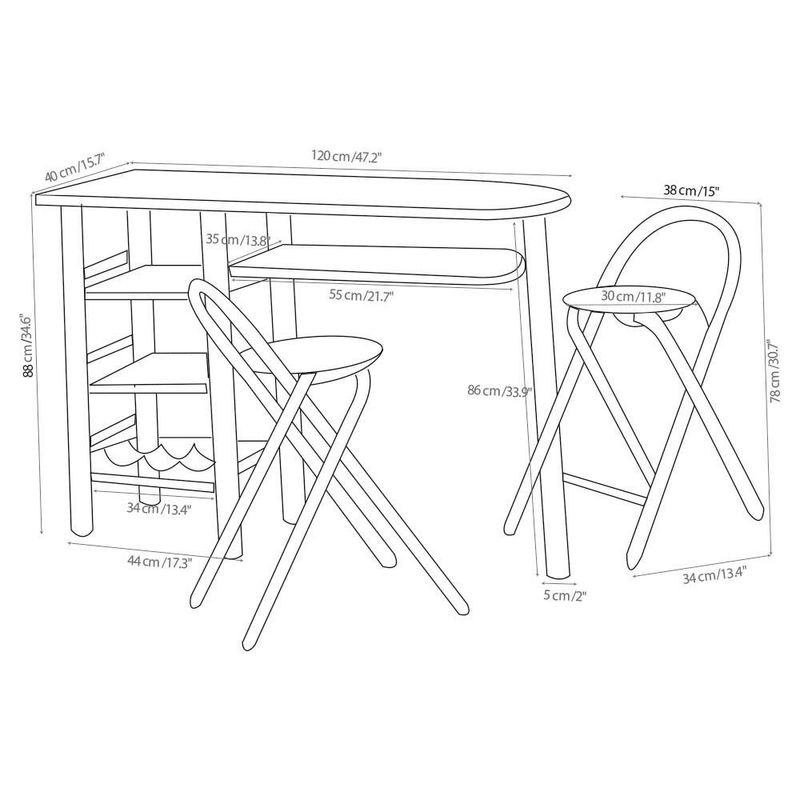 Desayunador Rectangular Café para 2 Personas