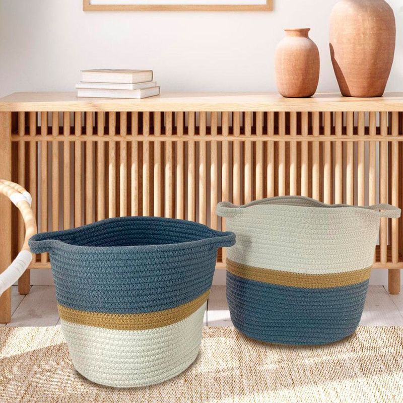 Set de Cestas Azul y Blanco 2 Pzas 30x30x30 Cm - Concepts