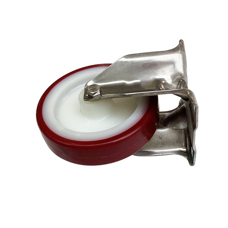 Rueda de Poliuretano Fija con Placa Burdeo 5 Plg