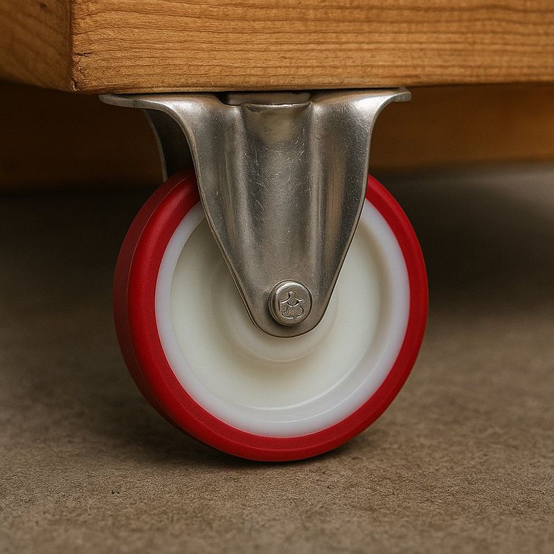 Rueda de Poliuretano Fija con Placa Burdeo 5 Plg