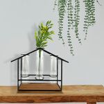 Florero Decorativo con Estructura Metálica y Tubos