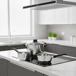 Batería de Cocina 5 Piezas Acero Inoxidable con Tapaderas de Vidrio