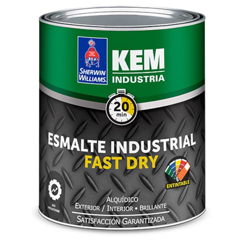 Esmalte Industrial Brillante Fast Dry Blanco Kem Industria 1 L