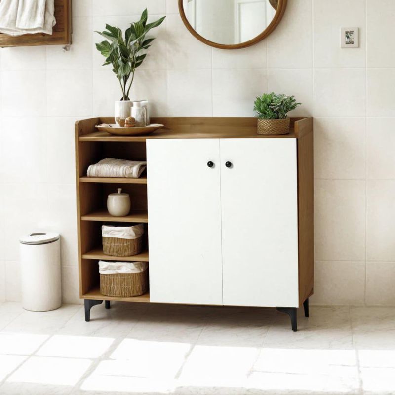 Gabinete Multiusos Blanco y Café