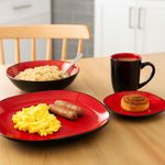 Vajilla Carmín y Negro 16 Pzas