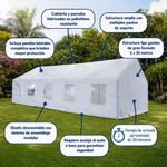 Toldo para Exterior Fiesta de Polietileno con Techo y Paredes Color Blanco de 5 x 10 Metros