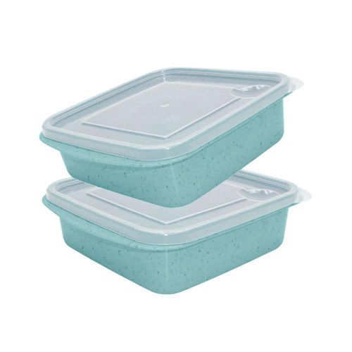 Set de 2 Recipientes Cuadrados de Trigo Menta
