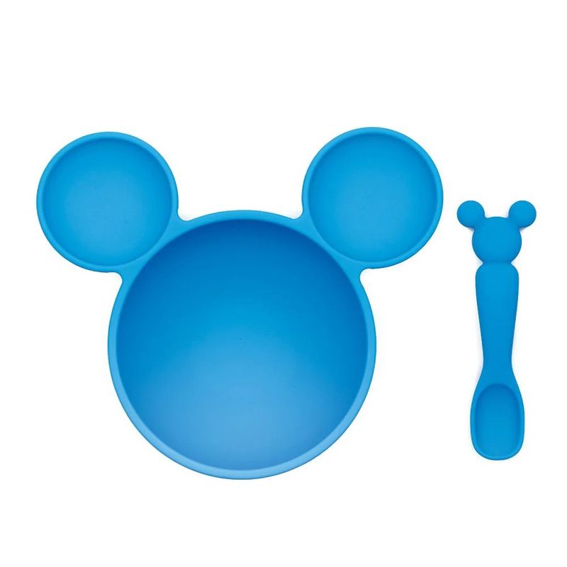 Set Alimentación Plato con Cuchara Tipo Mickey Azul