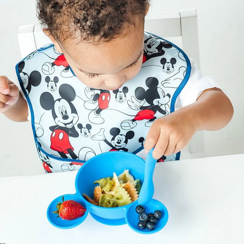 Set Alimentación Plato con Cuchara Tipo Mickey Azul