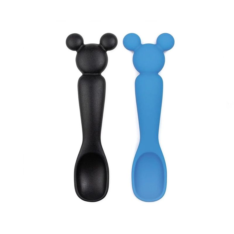 Cucharas de Silicón Tipo Mickey Negro y Azul 2 Pzas