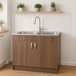 Mueble-de-Cocina-con-Lavatrastos-Doble-Fosa-Nogal-Paramo