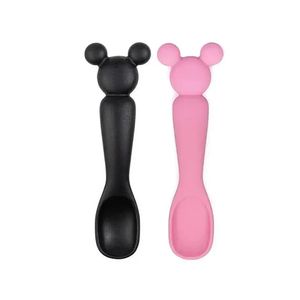 Cucharas de Silicón Tipo Minnie Negro y Rosa 2 Pzas