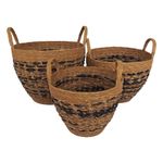 Set de 3 Canastas Cónicas Tejido Natural