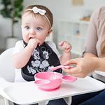 Set Alimentación Plato con Cuchara Tipo Mickey Rosa